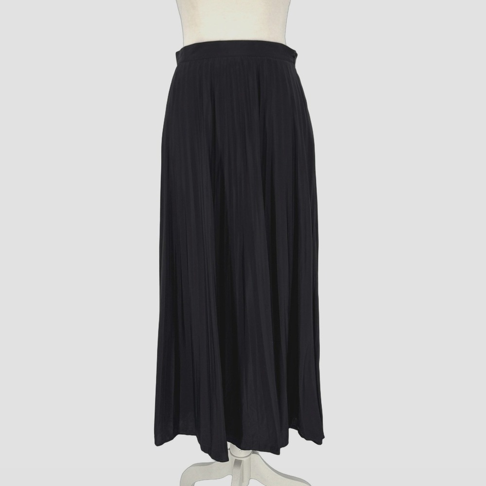 Massimo Dutti Maxi Skirt Womens S Black Pleated Minimalist Dark Academia Elegant